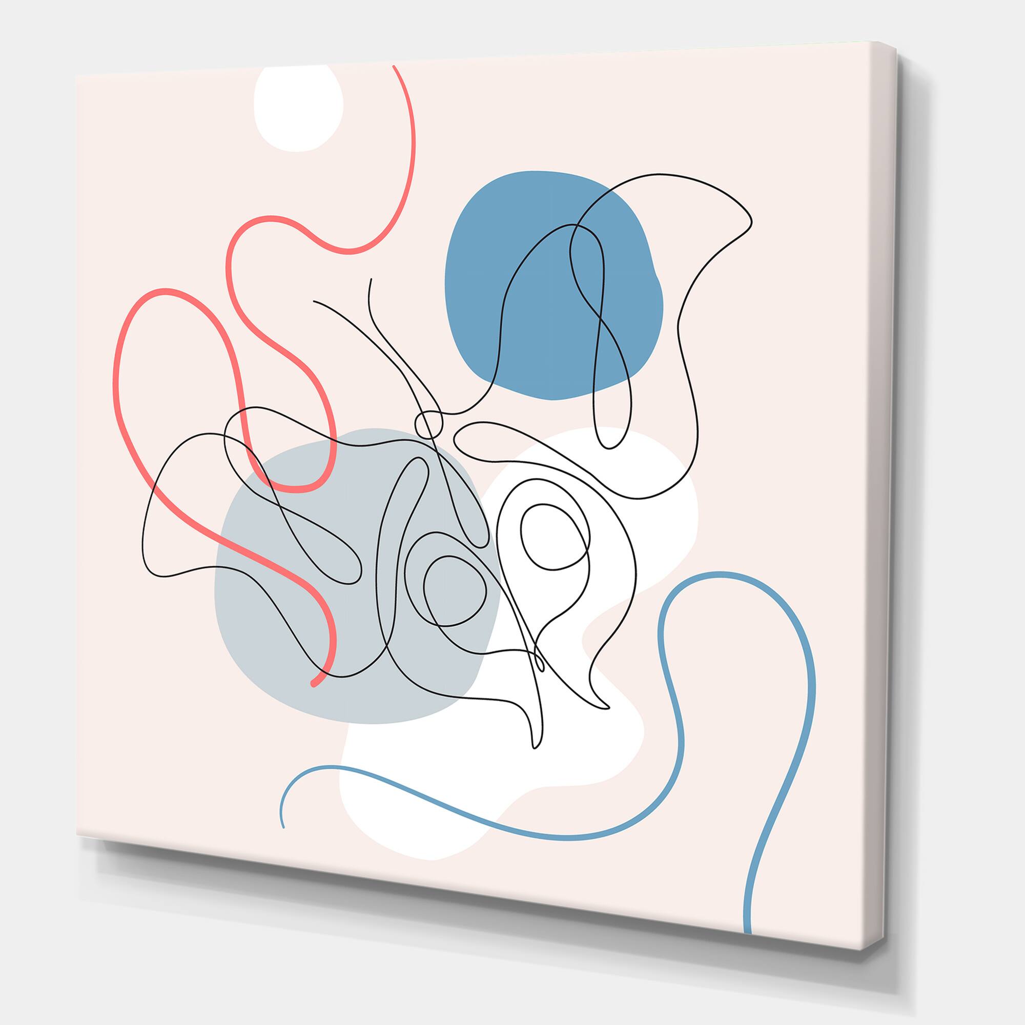 Designart - Butterfly One Line Drawing On Cubism Shapes II